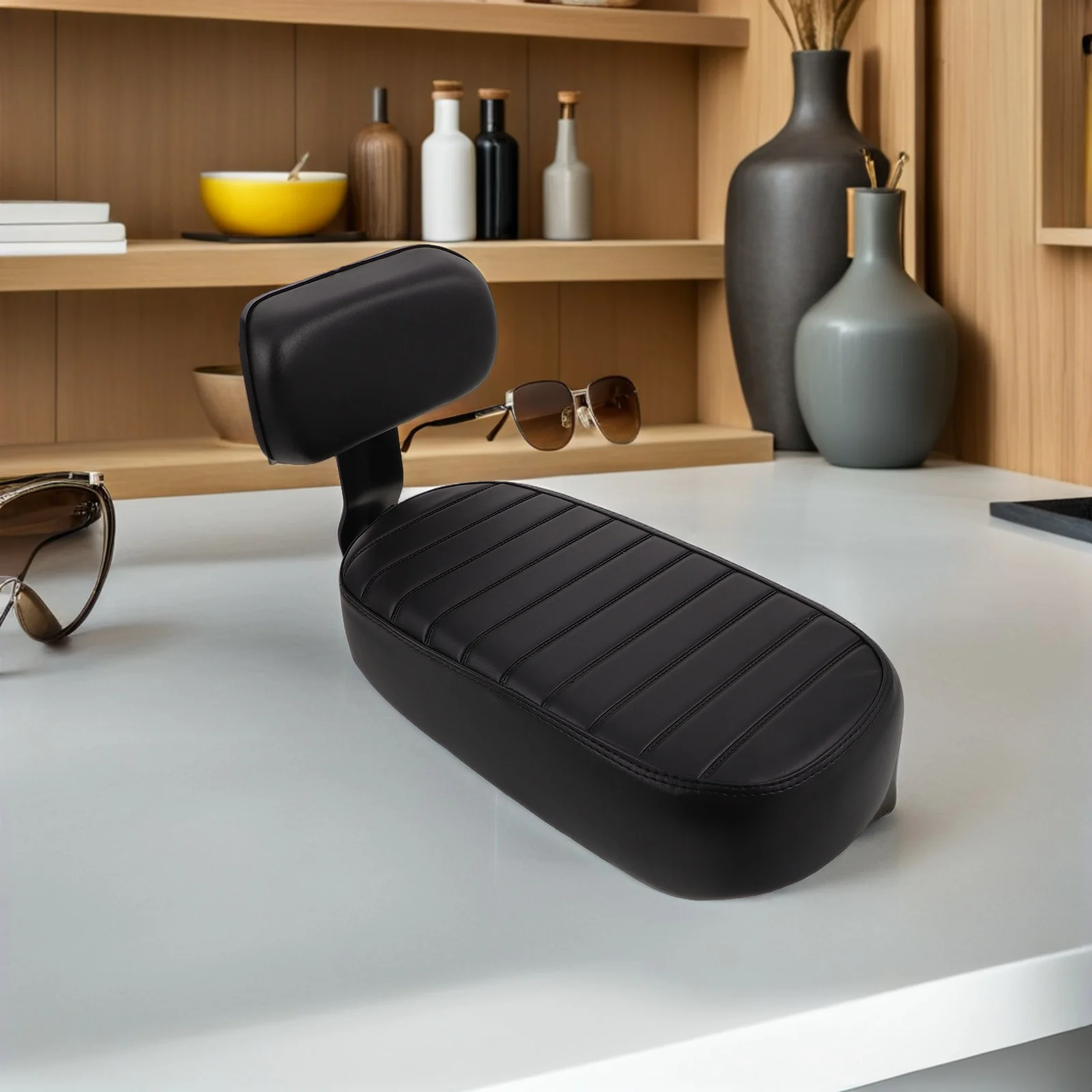 Bicycle Rear Seat Pad Kids Rear Bike Seat With Backrest Soft Sponge Cushion Shock Absorption - Easy Clean Black