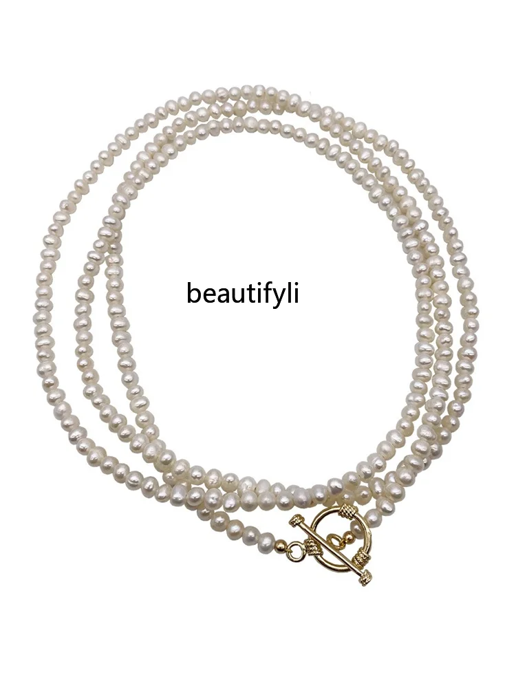 Niche light luxury long natural freshwater pearl temperament necklace women's fashion neck chain