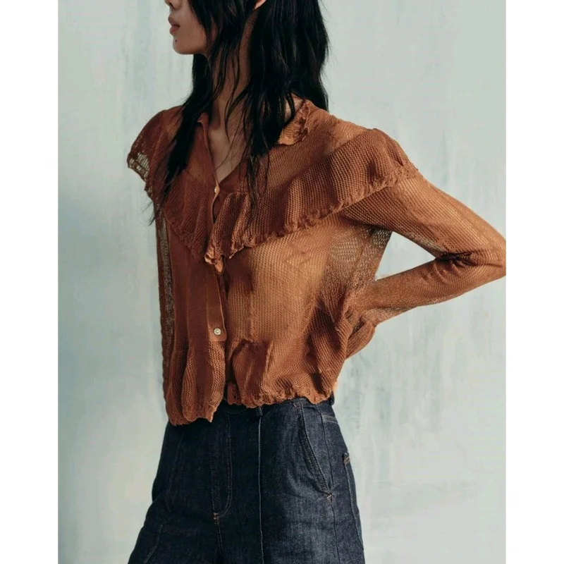 Romantic Sle Women's Knitted Outerwear High Collar Long Sve Polyester Fiber Cardigan New Autumn Collection 00405