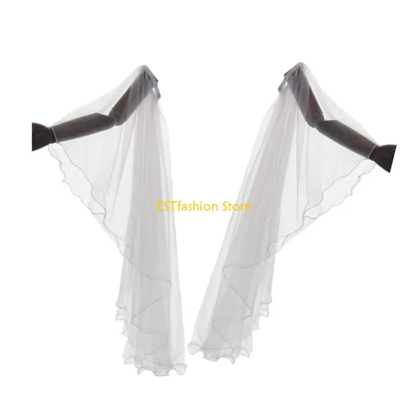 Y5GC VICTORIEN VICTORIAN Long Tulle Gants Sleeves détachables en mousseline mousseline pour fête mariage Renaissances