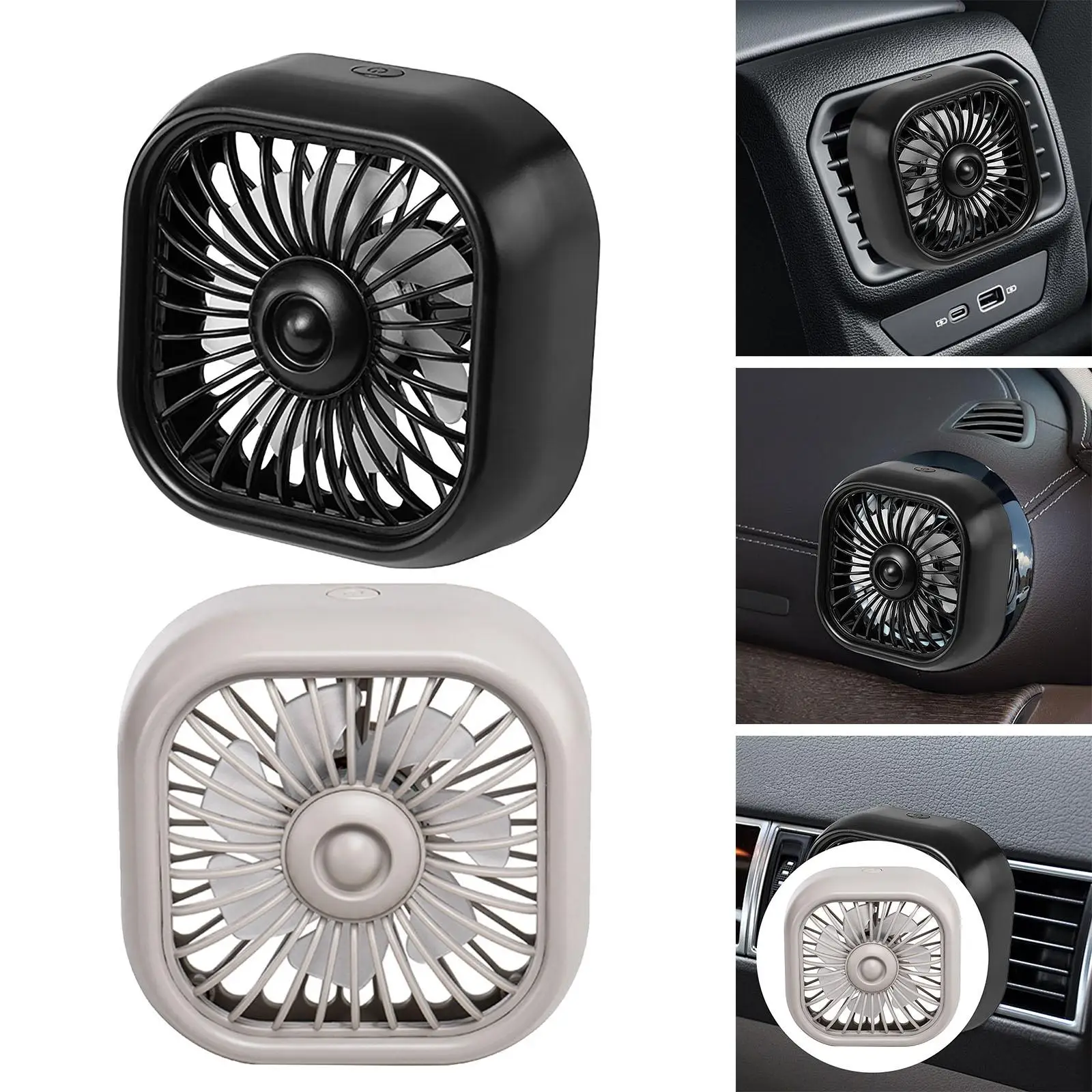 Small Car Summer Fan 3 Speed Adjustable USB Car Fan USB Fan with 7 Colorful Light Mini Portable Fan for RV Truck Vehicle Car SUV