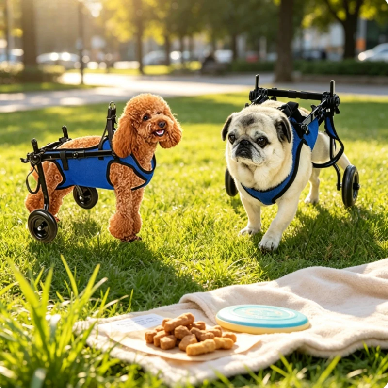 Adjustable Dog Wheelchair Rear Leg Mobility Support Cart Lightweight Frame Harness for Small Medium Dogs Outdoor Walking 반려견 휠체어