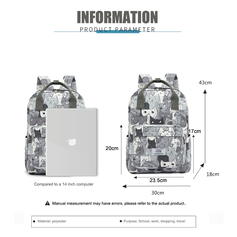 New 17 Inch Backpack Large Capacity Polyester Waterproof School Bag Simple Backpacks Fashion Student Computer Bag for Trolley