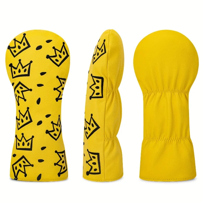 Чехол на голову для гольф-клуба Cheese Crown — ярко-желтый с черно-белым швейцарским сыром и дизайном Crown