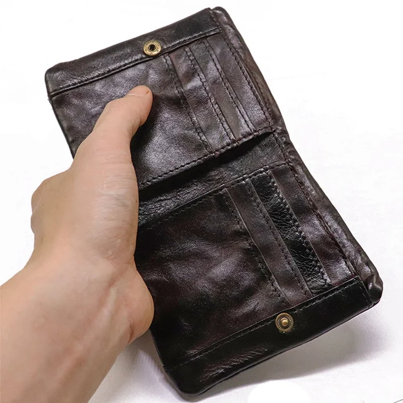 Erkekler için 2024 hakiki deri cüzdan erkek Vintage inek derisi kısa Bifold erkek cüzdanlar kart tutucu fermuar sikke cep para çantası ile