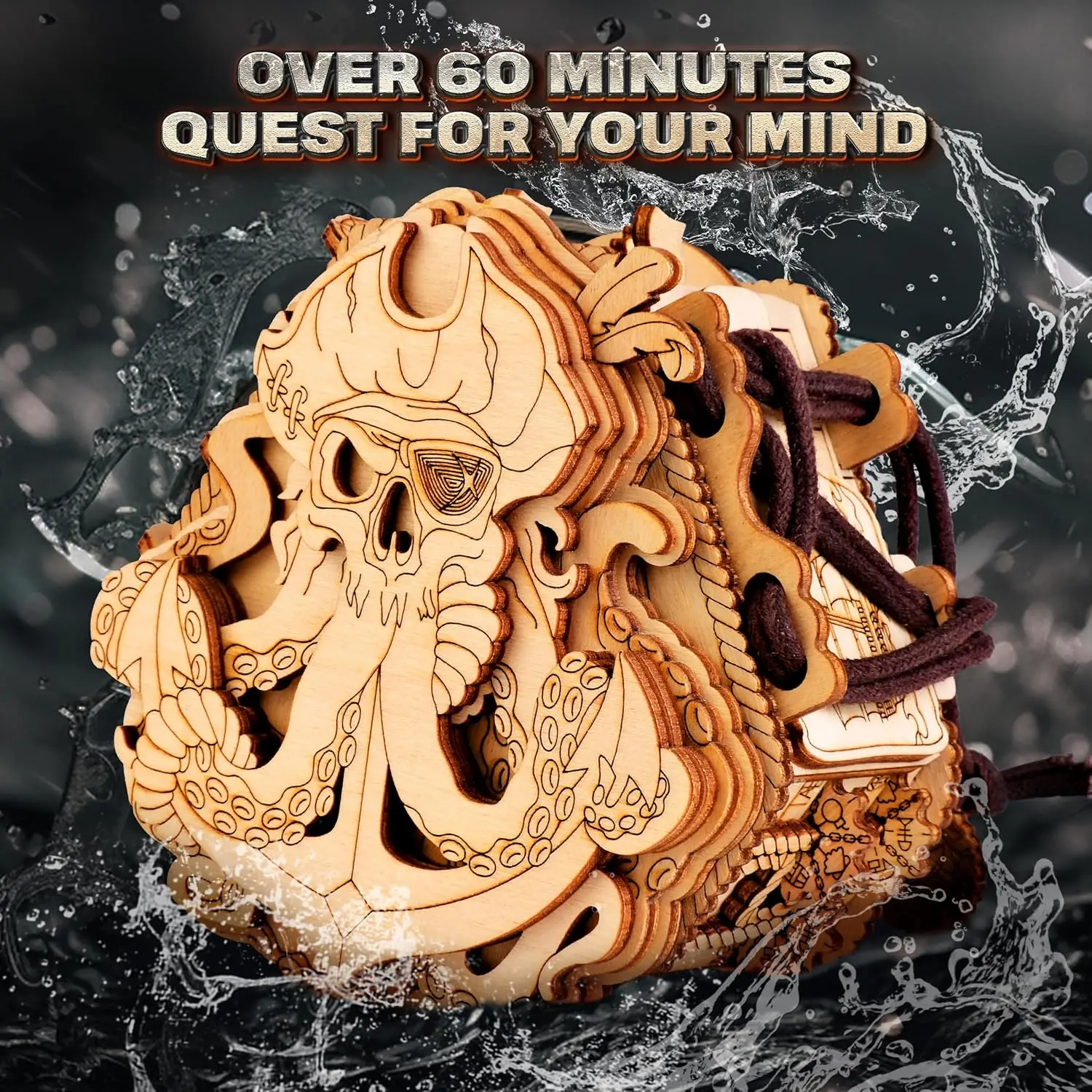 Caixa de quebra-cabeça 3D Blackbeard's Compass Escape Room - Caixa de dinheiro Brainteaser - Jogo de quebra-cabeça de madeira