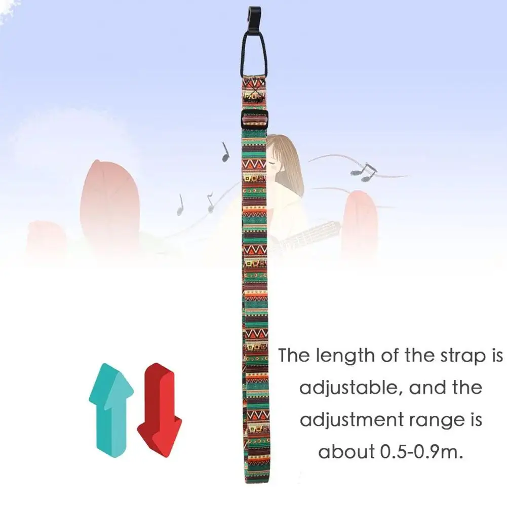 Ethnic Style Ukulele Strap Thermal Transfer Printed Shoulder Guitar Ribbon Ukulele Belt Guitar Accessory Straps Instrument T9H6