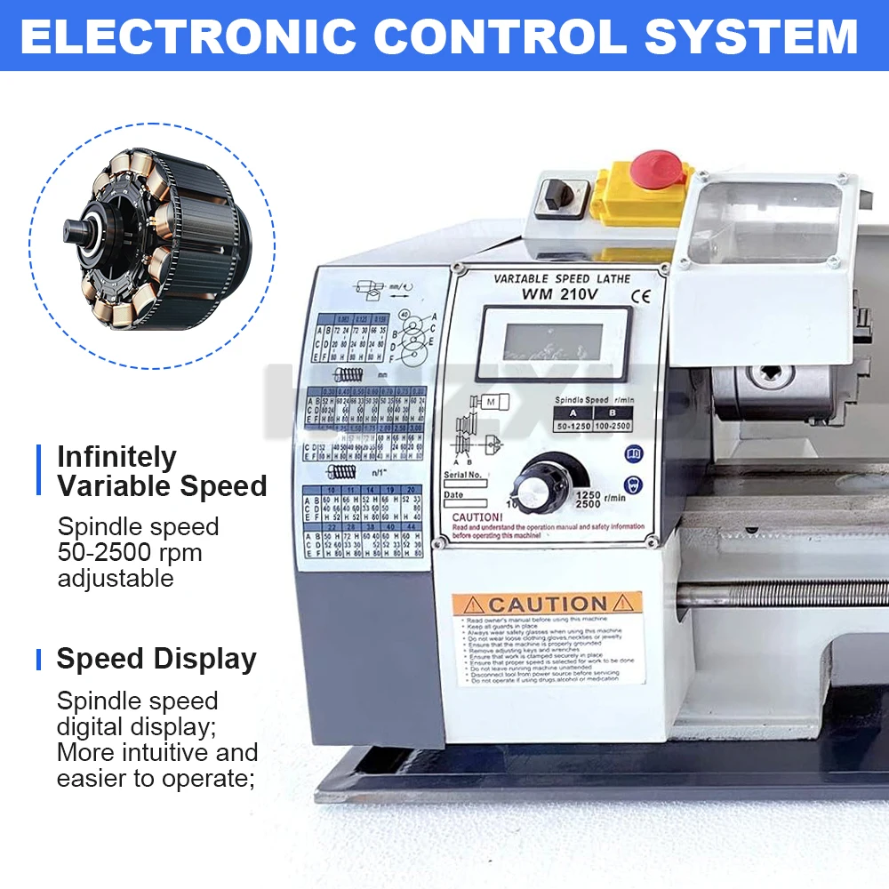 900W 400 Brushless Motor Mini Metal Lathe 38mm Spindle Hole 125mm Chuck Engraving Cutting Machine Tool Woodwork