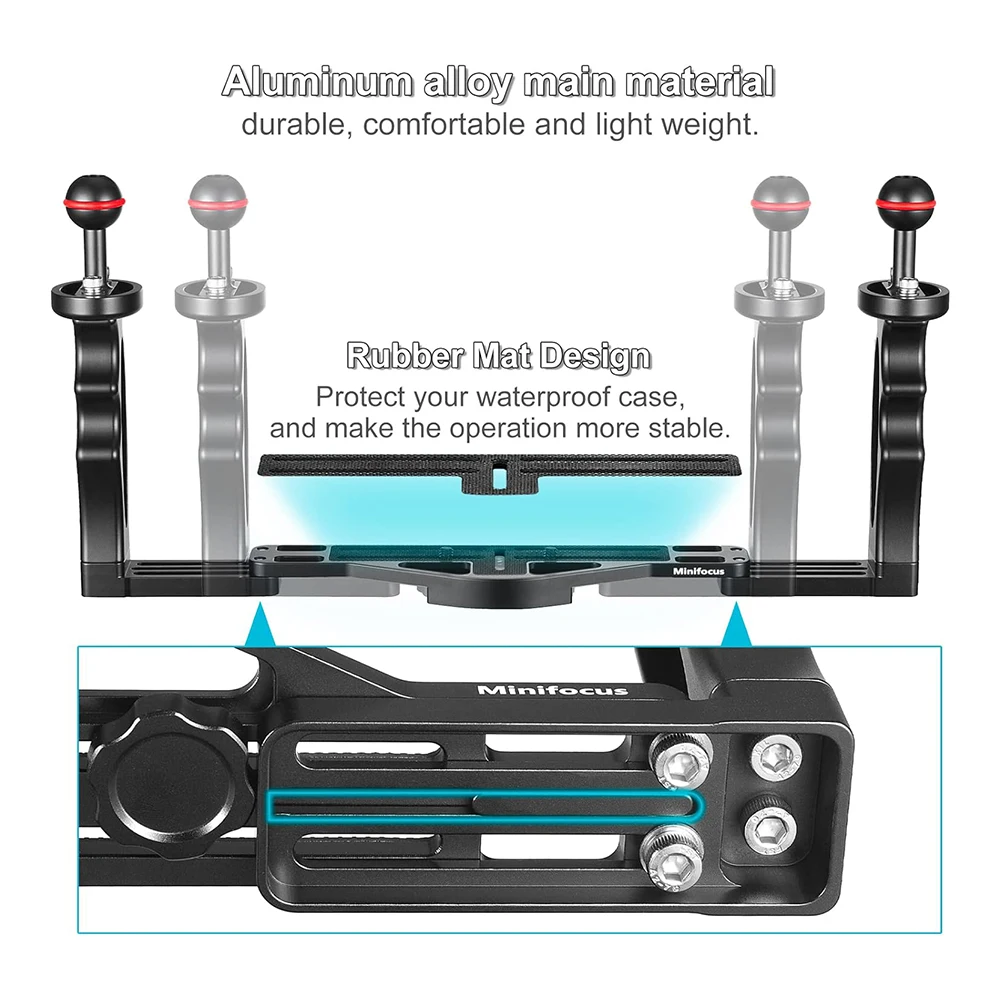 Adjustable Dual Handle Diving Tray Stabilizer Rig for GoPro Canon Sony DSLR Camera Smartphone Underwater Housing Mount Bracket