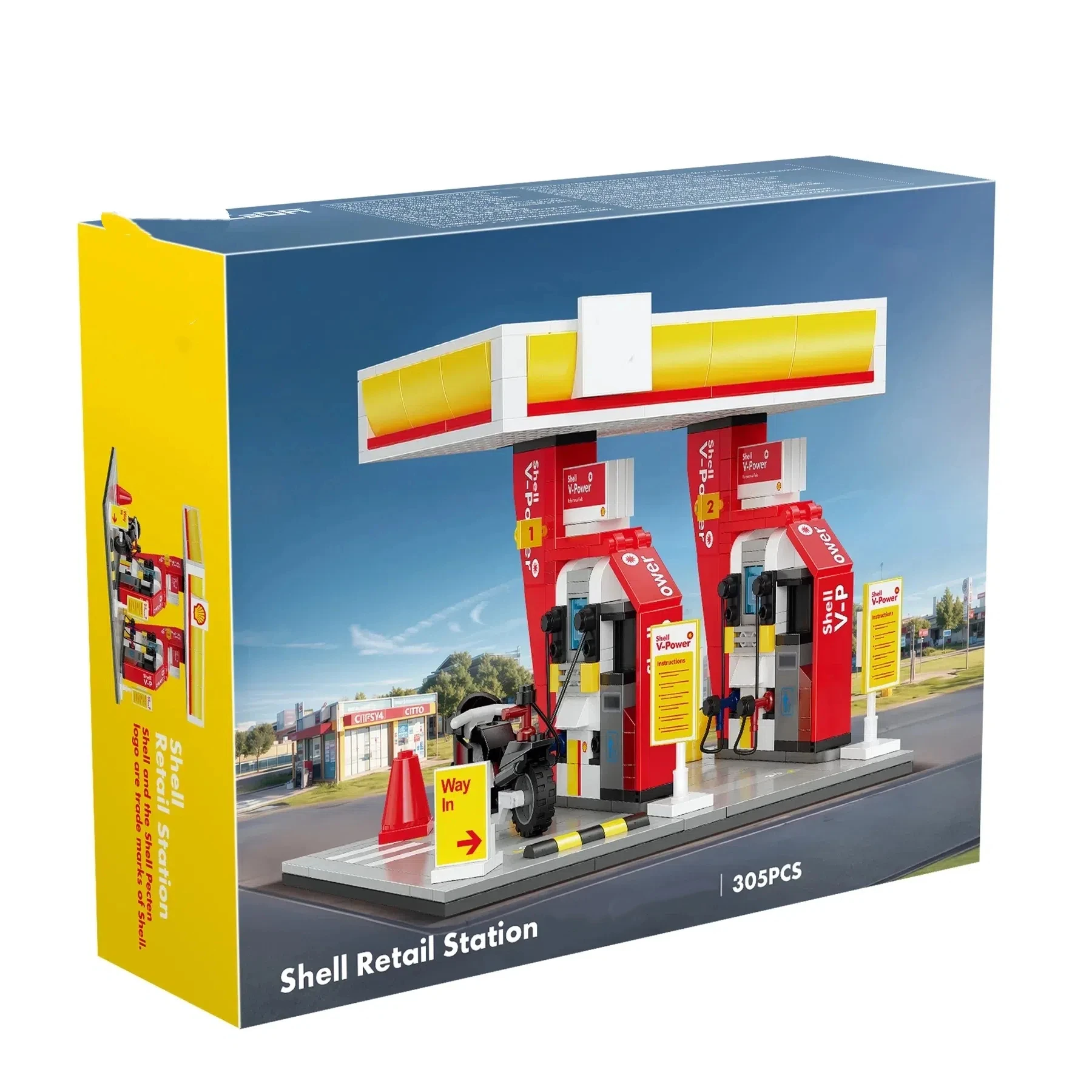 MOC Stad Retail Station Tankstation Wasstraat Serie Bouwsteen Model Supermarkt Bakstenen Speelgoed voor Kinderen DIY Geschenken