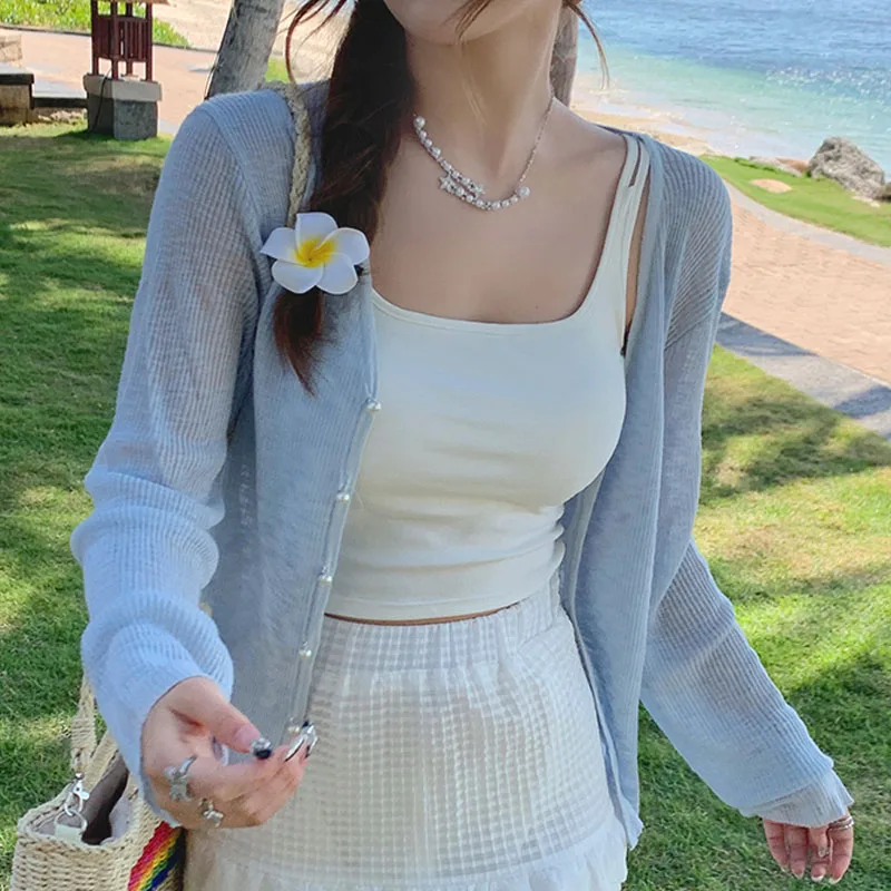 Suéteres de Punto, Nuevo Suéter de Punto Blanco con Cuello en V para Mujer, Cárdigan de Manga Larga, Suéter de Punto, Cárdigan para Mujer, Tops, Suéteres de Mujer Q3989