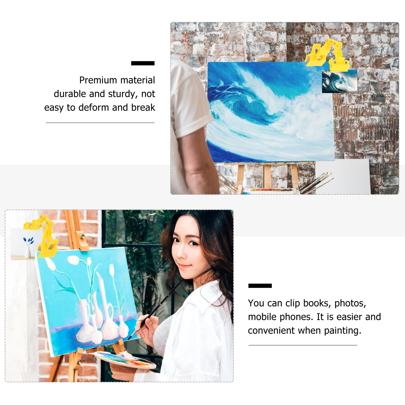 5 قطعة مقاطع اللوحة مزدوجة الرأس للتدوير 360 مشبك بلاستيكي للفنان الحامل لوحات الرسم حامل هاتف الصور متعدد الوظائف #3