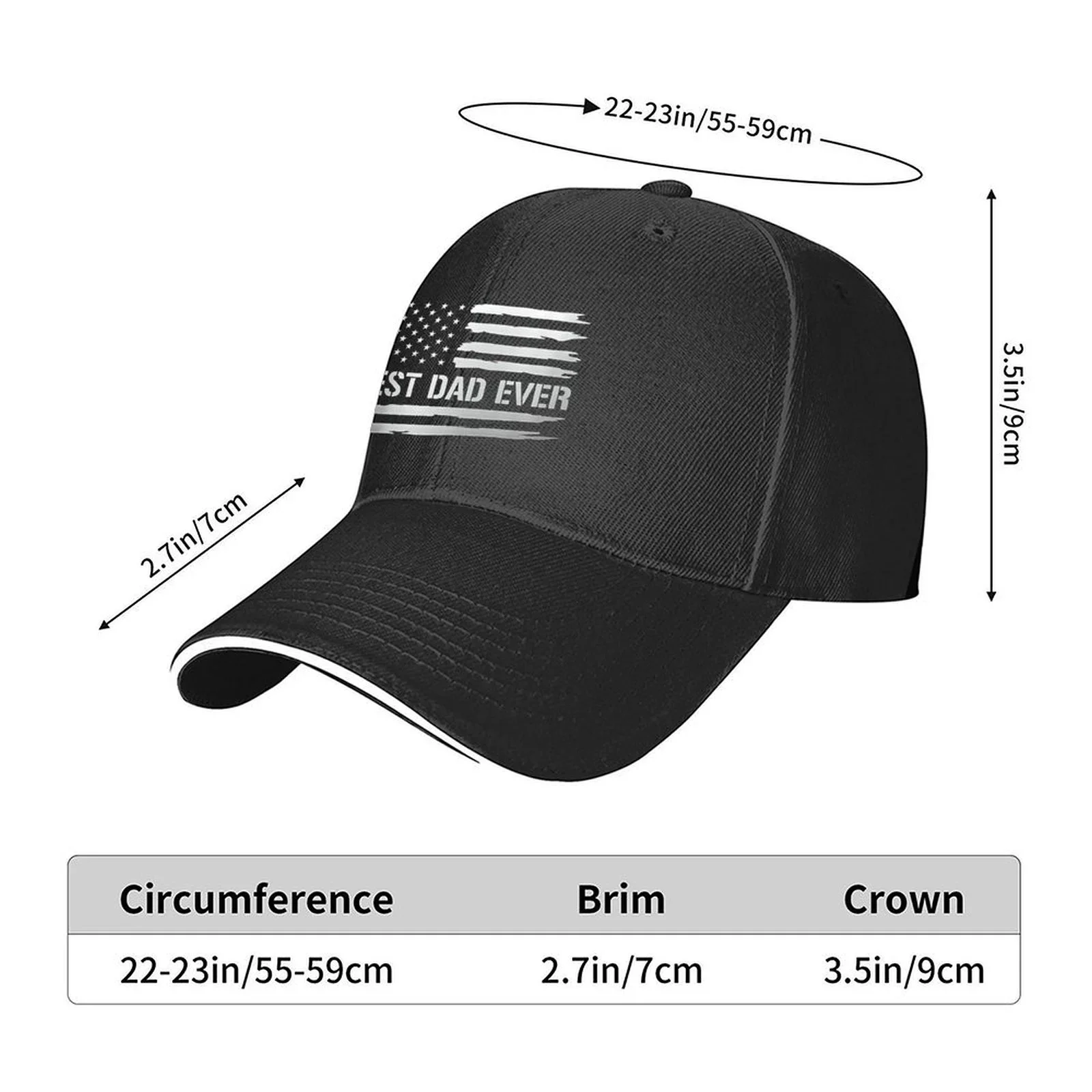 Best Dad Ever American Flag Graphic Baseball Cap Polyester Adjustable Outdoor Casual Adult Gift Cap