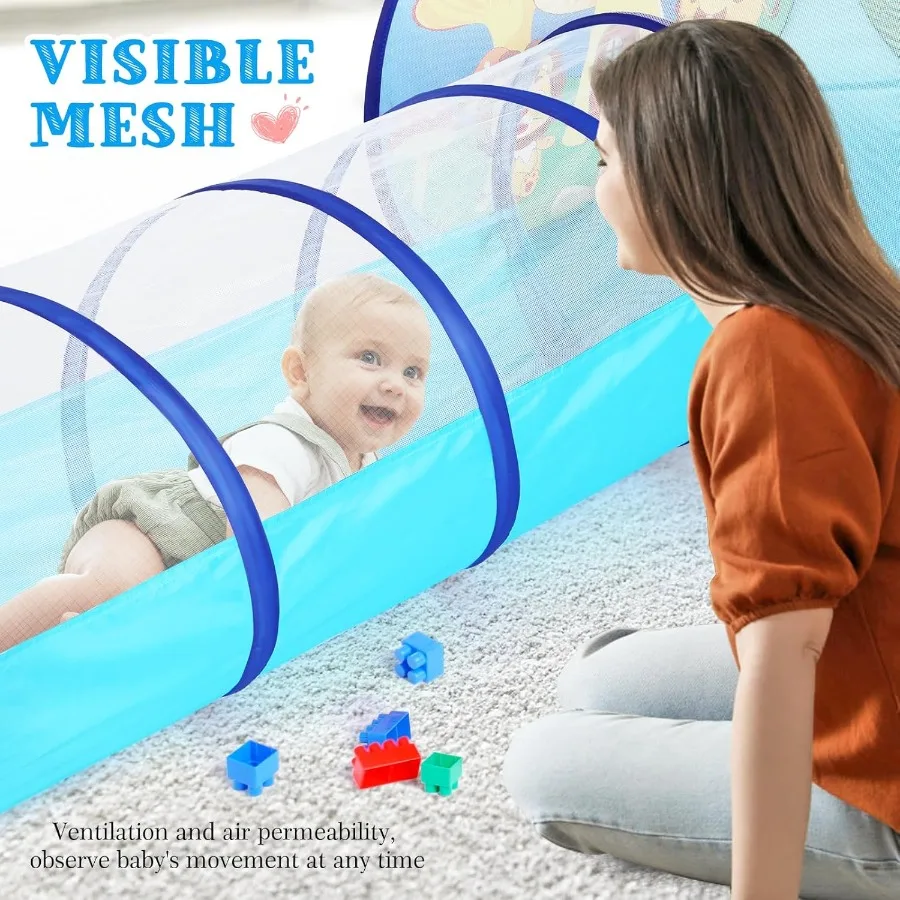 Barraca de brincar com túnel de jogo e piscina de bolinhas, barraca infantil para meninas e meninos, casinha de brincar interna, brinquedos de presente para bebês, bolas, não inc, 3 peças