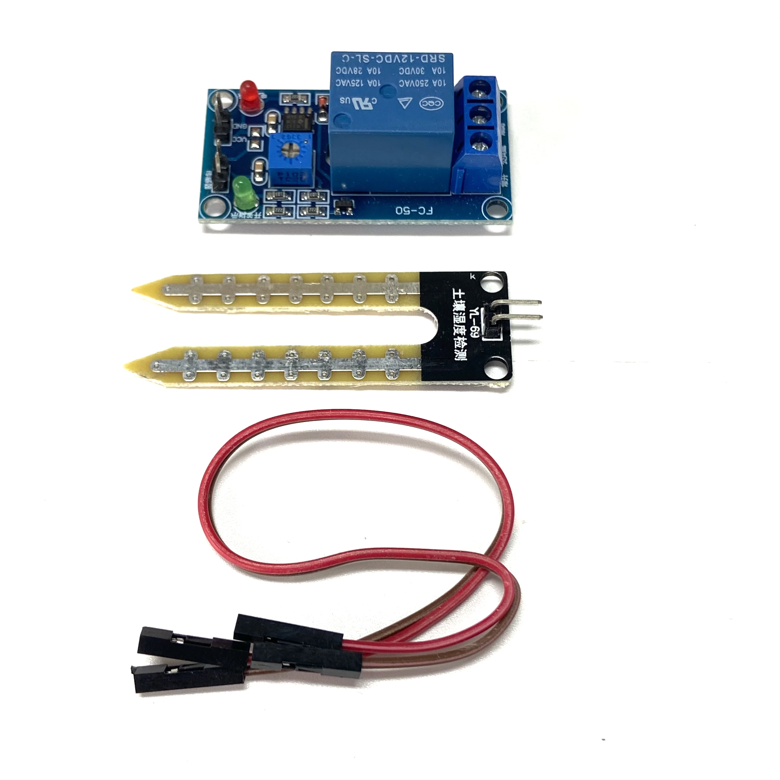 12V Soil Moisture Sensor Relay Control Module Below Moisture Level Activates Switch for Automatic Watering