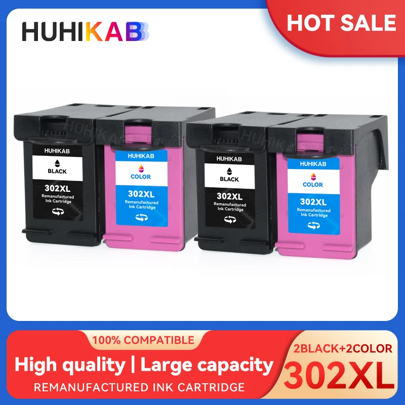 HUHIKAB 302 Ink Cartridge Remanufactured For HP 302 302XL DeskJet 1110 2130 for HP302XL Envy 4510 4511 4512 Officejet 3630 3639