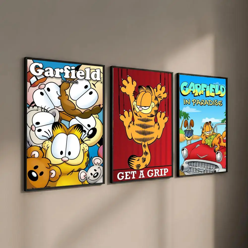 Cute Cat G-Garfield Poster Self-adhesive Art Waterproof Paper Sticker Coffee House Bar Room Wall Decor
