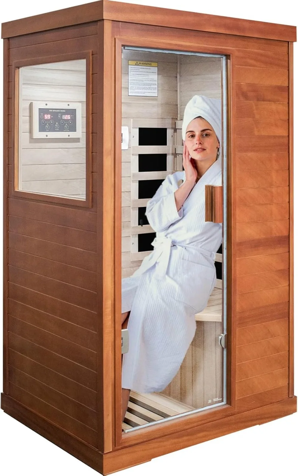 

Far Infrared Sauna Home Sauna Spa Room Low-EMF Wood 800W Indoor Saunas with Control Panel and Tempered Glass Door