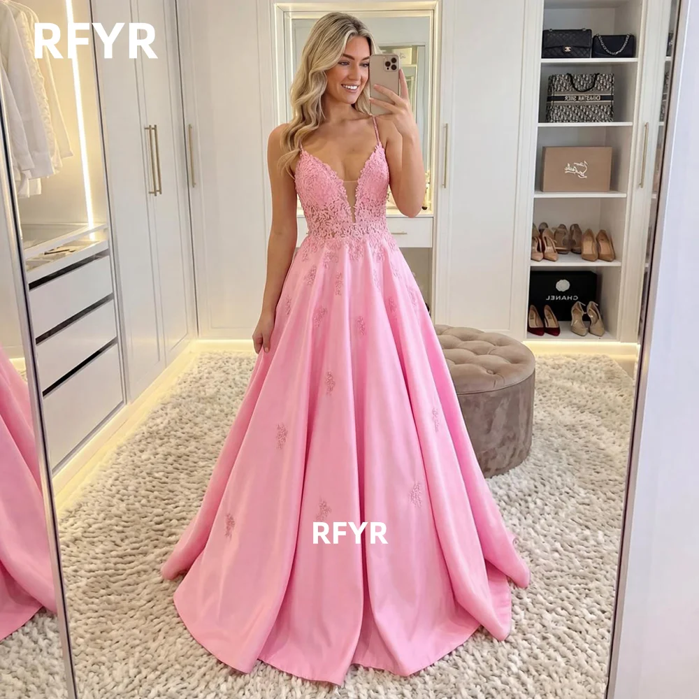 RFYR Straps Evening Dress A Line Prom Dress Lace Party Dress for Women Formal Princess Gala Dress رسمية Customized image 3