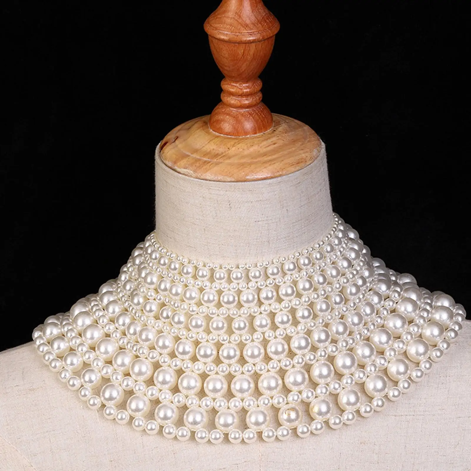 Fashion Multi Layer Imitation Pearl Necklace, Beaded Bib Choker Necklace Multi Strands Necklaces for Wedding Mom/Wife/Sister