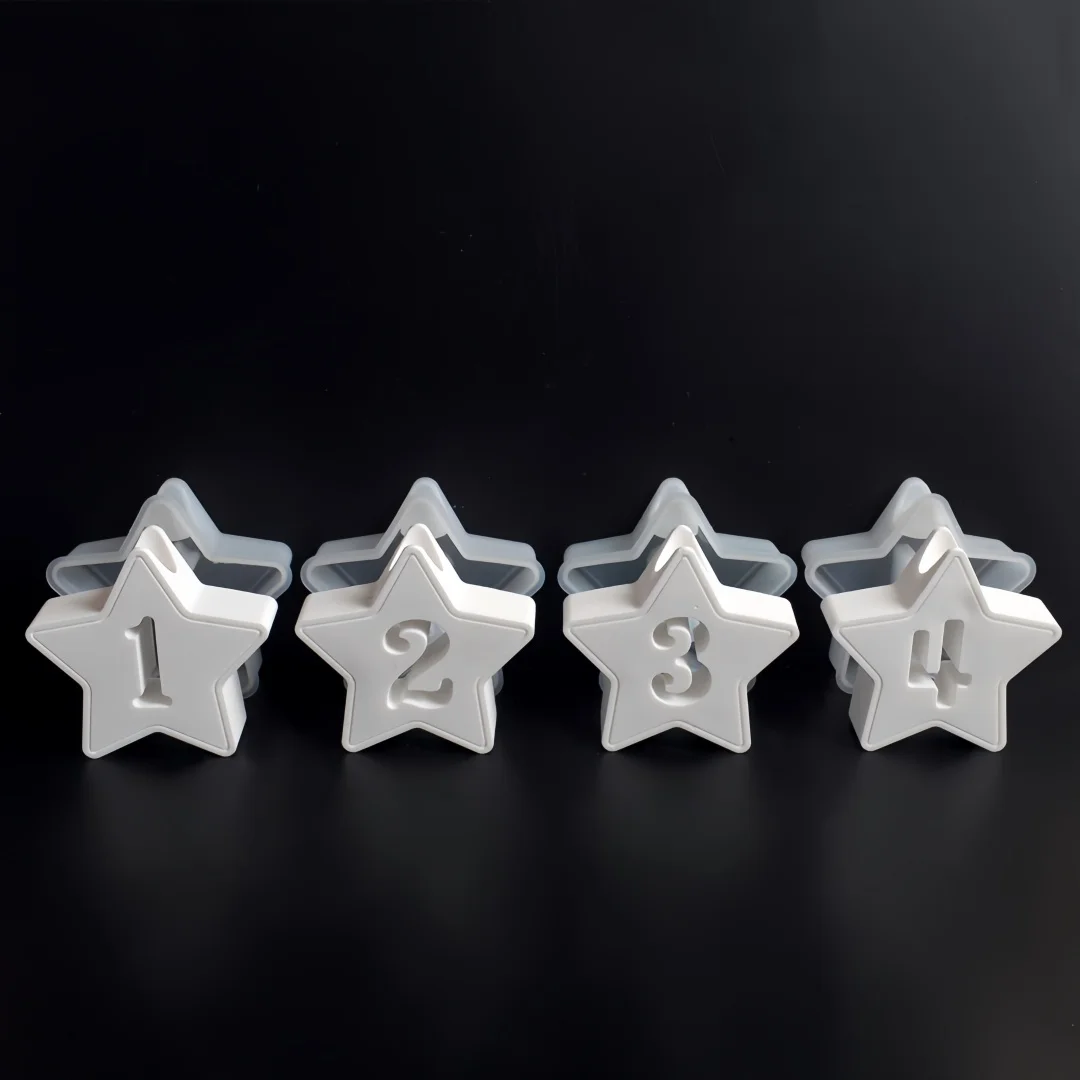 Star Number 1234 Candle Holder Gypsum Silicone Mold Plaster Candlestick Decoration Epoxy Resin Candle Base Mould