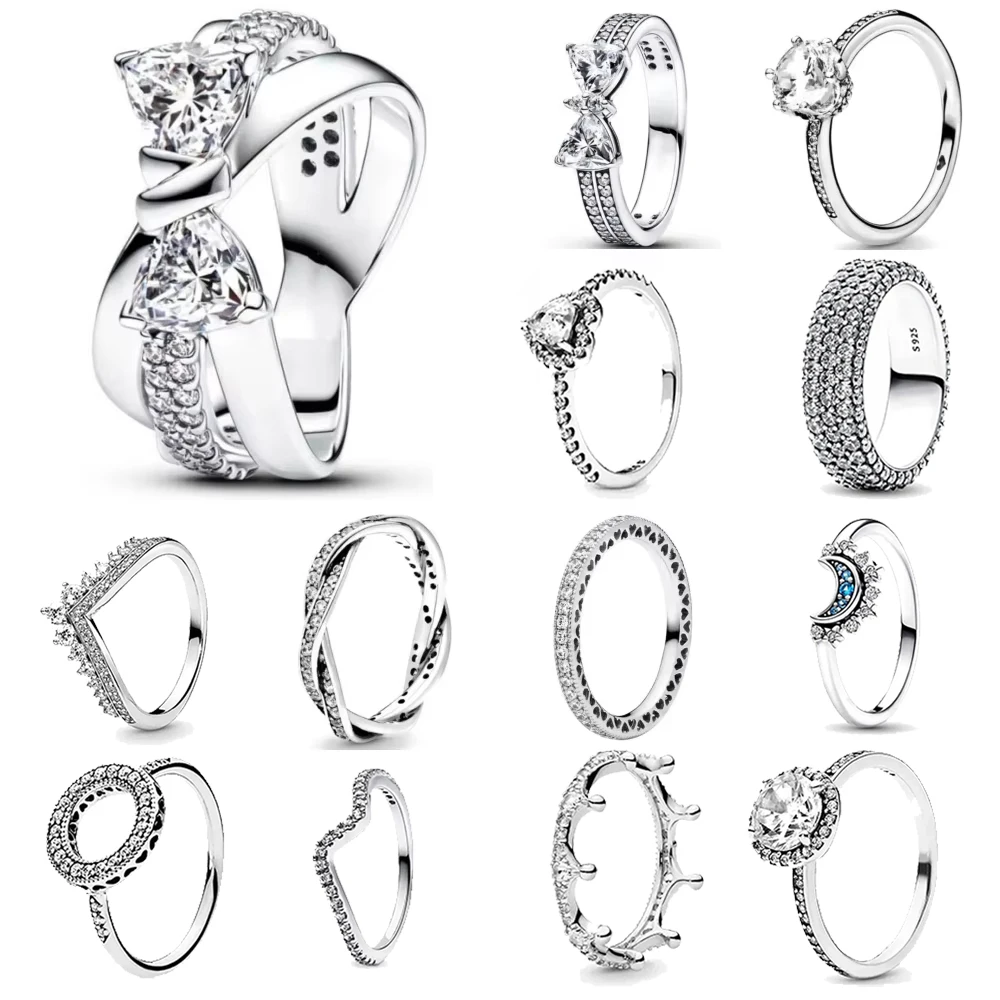 Hot selling 925 sterling silver women's heart-shaped sparkling ring holiday surprise gift