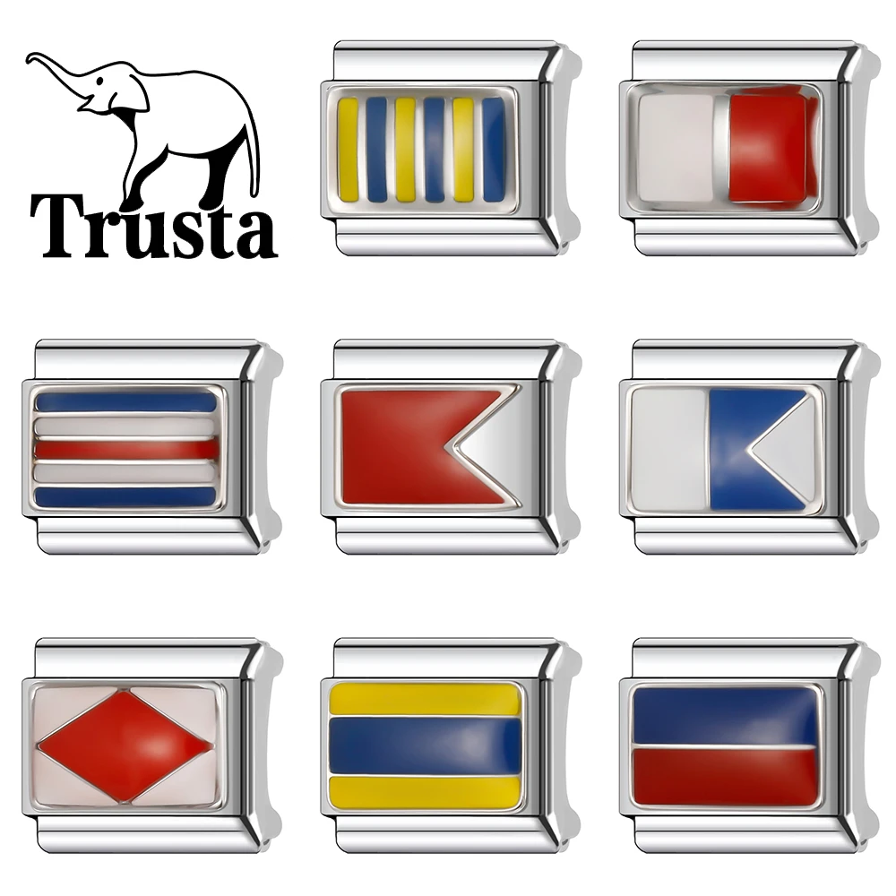 Trusta-سوار من الستانلس ستيل للنساء ، روابط ساحرة إيطالية ، سفينة بحرية ، علم وطني ، مجوهرات تصنعها بنفسك ، بيع بالجملة ، N026 ، 9