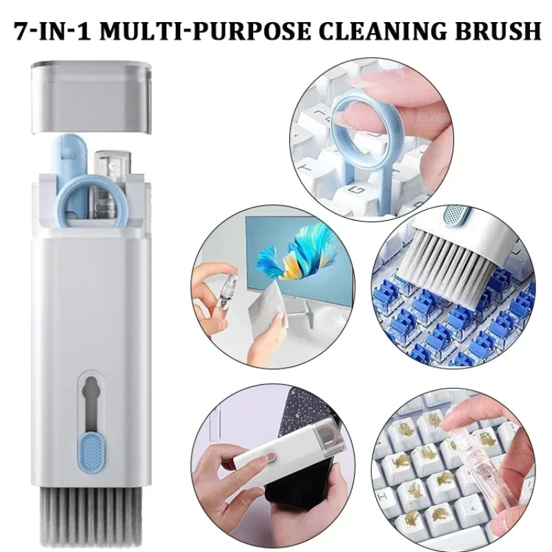 Keyboard Cleaning Kit 7-in-1 Laptops Cleaner with Keycap Puller, Multifunctional Keyboard Brush Cleaning Set for Airpods Phone image 2