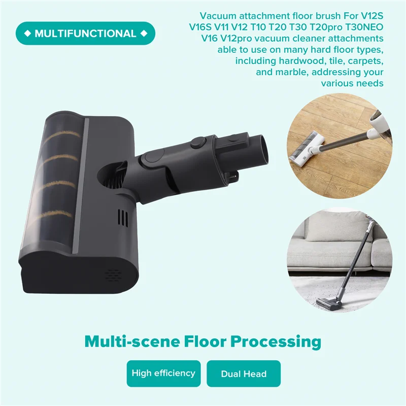 A005-Зеленая светодиодная головка щетки для пола, ролик для Dreame V12S, V16S, V11, V12, T10, T20, T30, T20pro, T30NEO, V16, V12pro