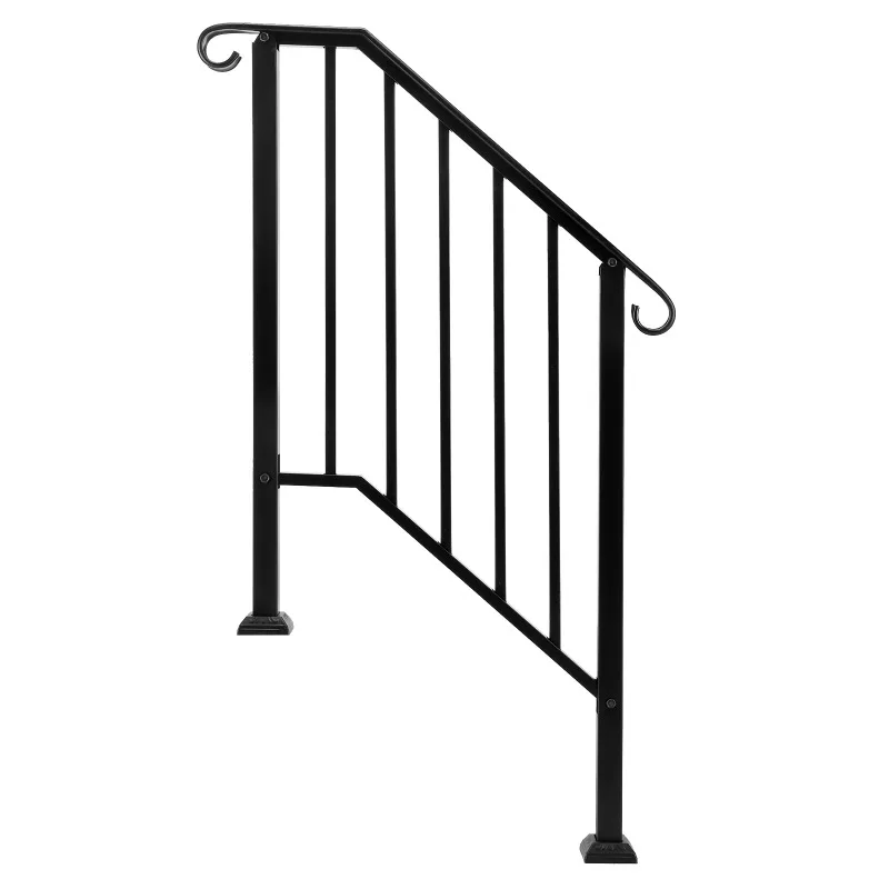 Matte Black Outdoor 2-Step Iron Handrail （same as 82359152）