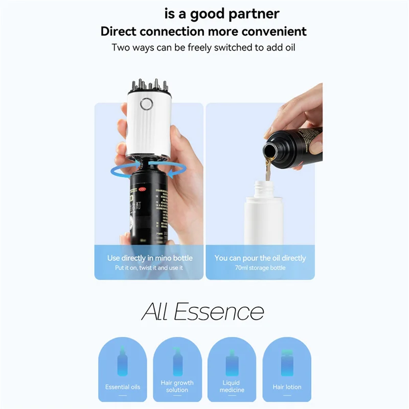 A55X-2X 3-In-1 Vibrating Hair Oil Applicator & Scalp Massager Red Lights With 70Ml Storage Hair Treatment Growth Applicator