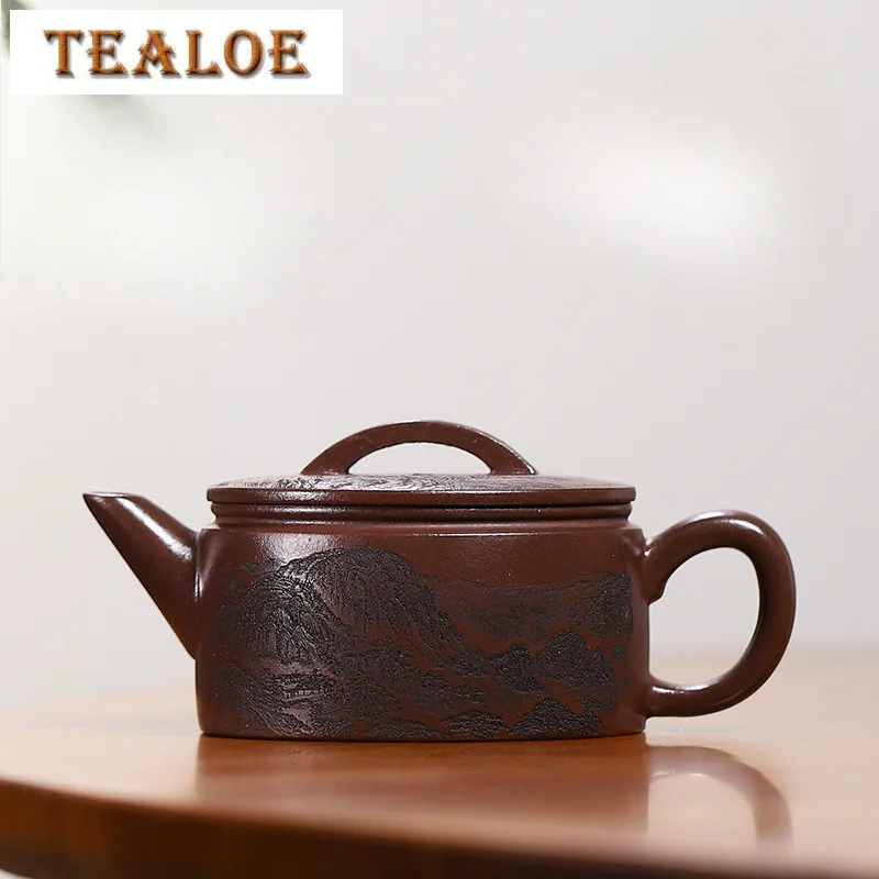 

190ML Exquisite Yixing Purple Clay Teapots Handmade Scenery Pot Raw Ore Purple Mud Kettle Chinese Zisha Tea Set Drinkware Craft