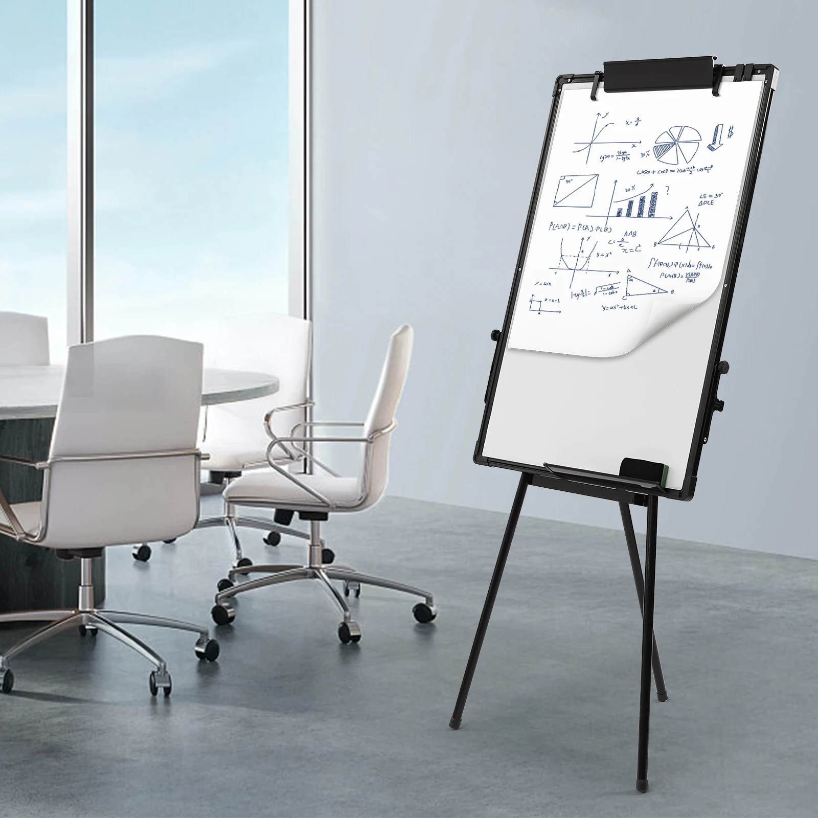 Magnetic Whiteboard Easel Black, Portable Dry Erase Board Height Adjustable For School Office And Home, 36x24 Inches