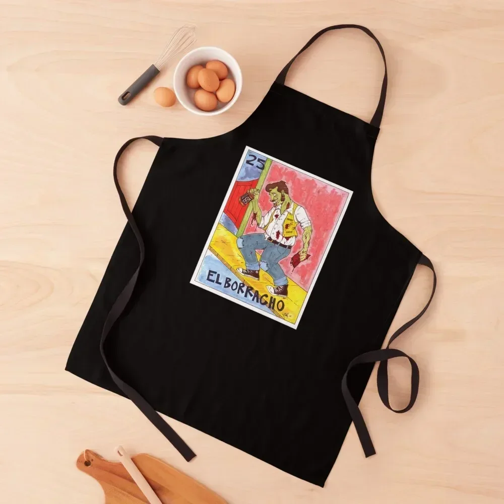 

El Borracho Apron For Kitchen Women Chef Uniform Woman work gowns for women cleaning Women's Dress Apron
