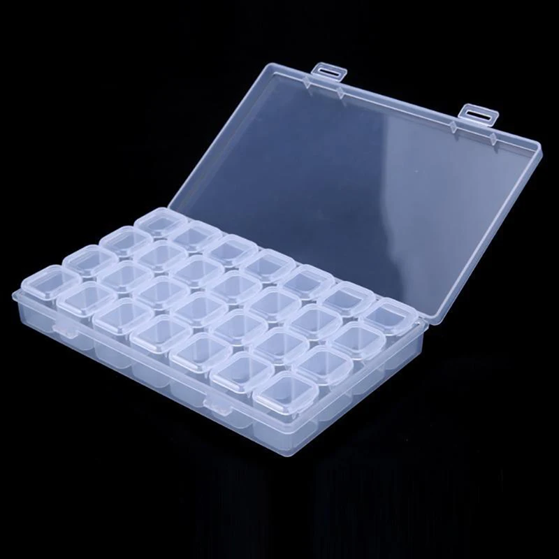 28 Lattice Open Jewelry Storage Box Transparent Compartment Medicine Box Organizer Case Adjustable Plastic Storage Box