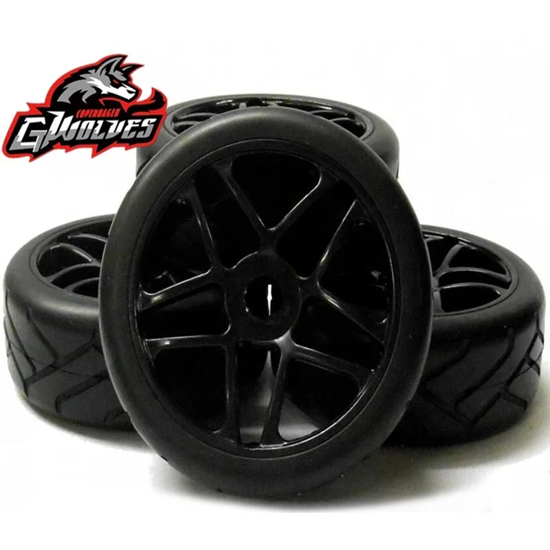 

4pc GWOLVES 1/8 RC Buggy GT Truck Off-Road On-road Racing track hot melt tire Tyre 17mm adapter wheels for 1/8 RC car parts