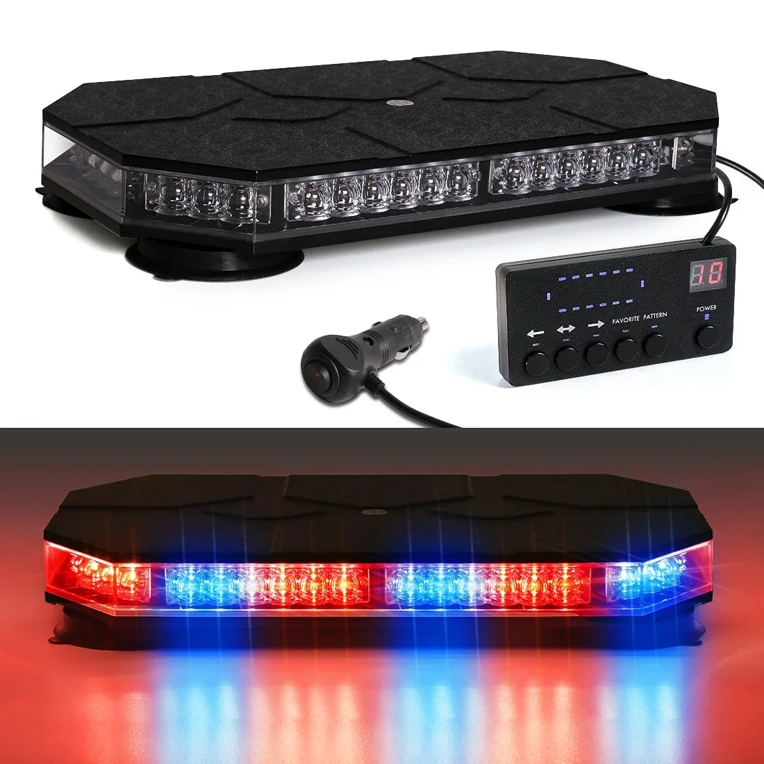 

42 LED Car Roof Top Strobe Lights For Truck Ambulance Snow Plow With Controller Emergency Warning Safety Beacon Magnetic Mount