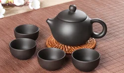 Purple Sand Kung Fu Tea Set, Dragon Water Pot, Ceramic, Porcelain, 1 Teapot, 4 Standard, 120ml, 5 Pcs