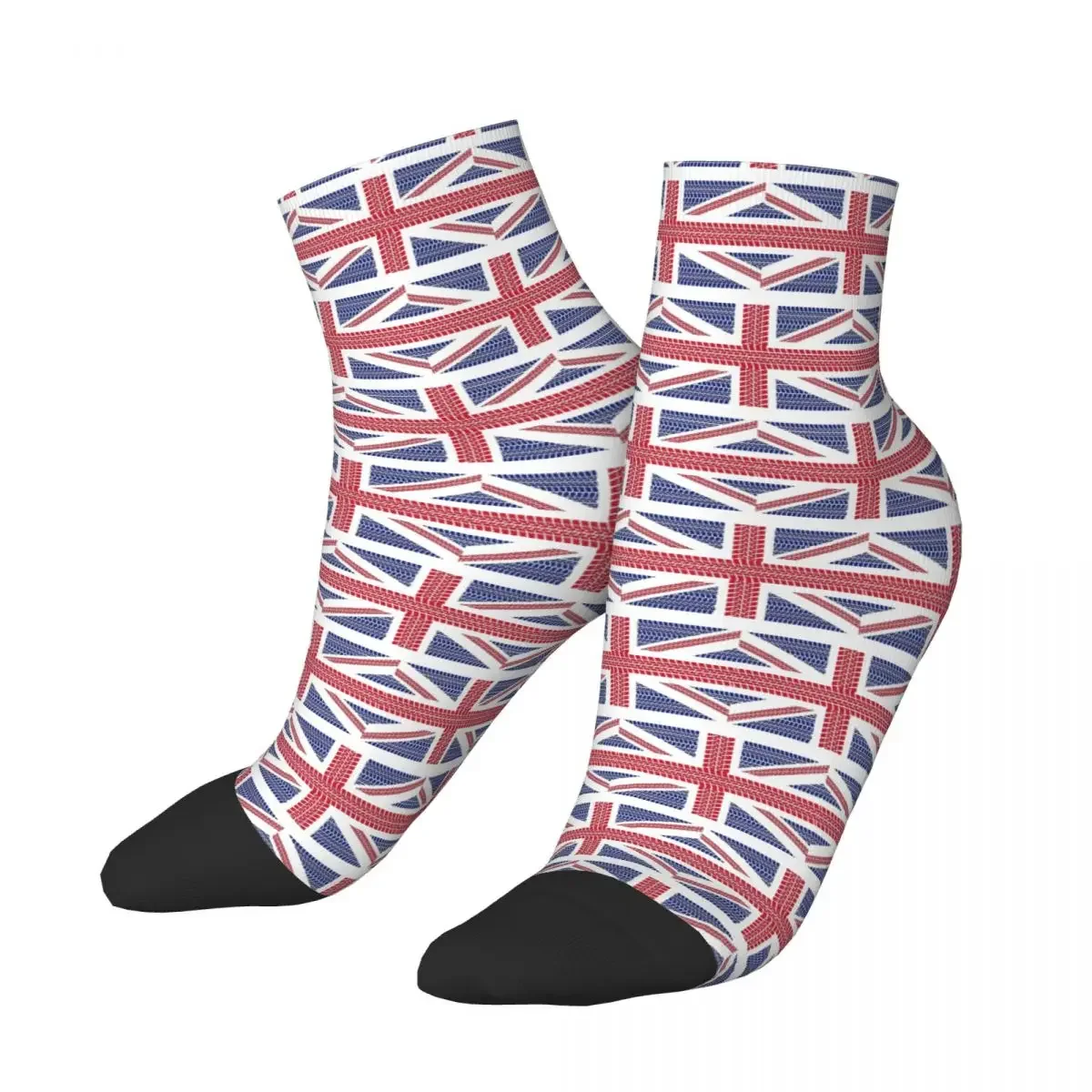 Tire Track Union Jack British National Flag Ankle Socks Male Mens Women Spring Stockings Polyester