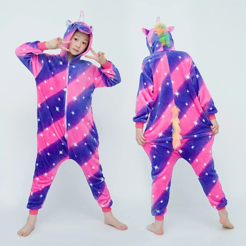 Mädchen Jungen Einhorn Kigurumi Cartoon Onesies Kinder Kinder Tier Pyjamas Anime Cosplay Kostüme Für Weihnachten Halloween Party