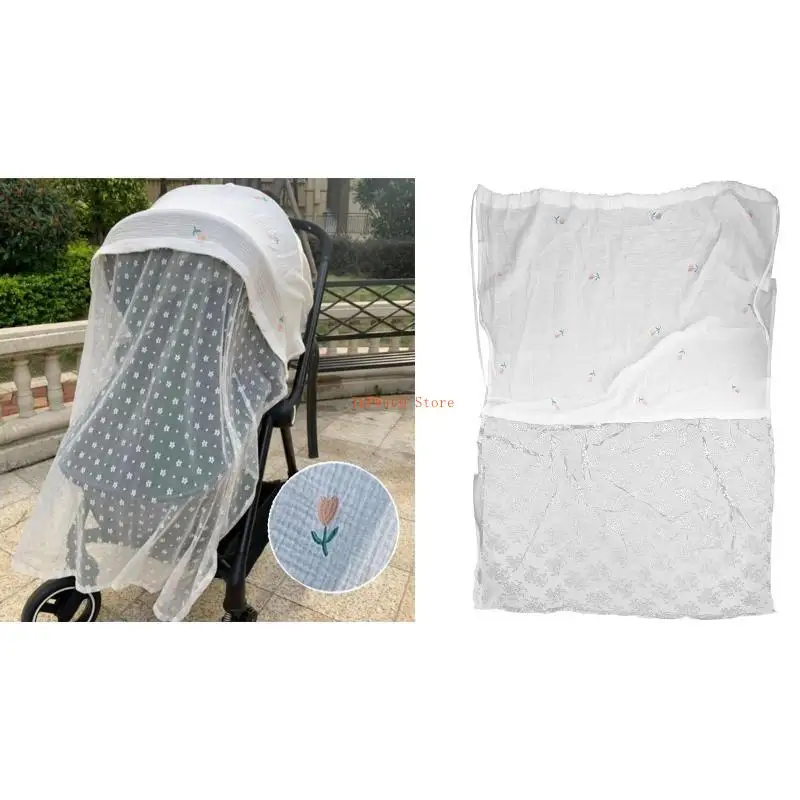 

U50F Baby Stroller Cover Gauze Sunshade Windshield Sunscreen Curtain Breathable Mesh
