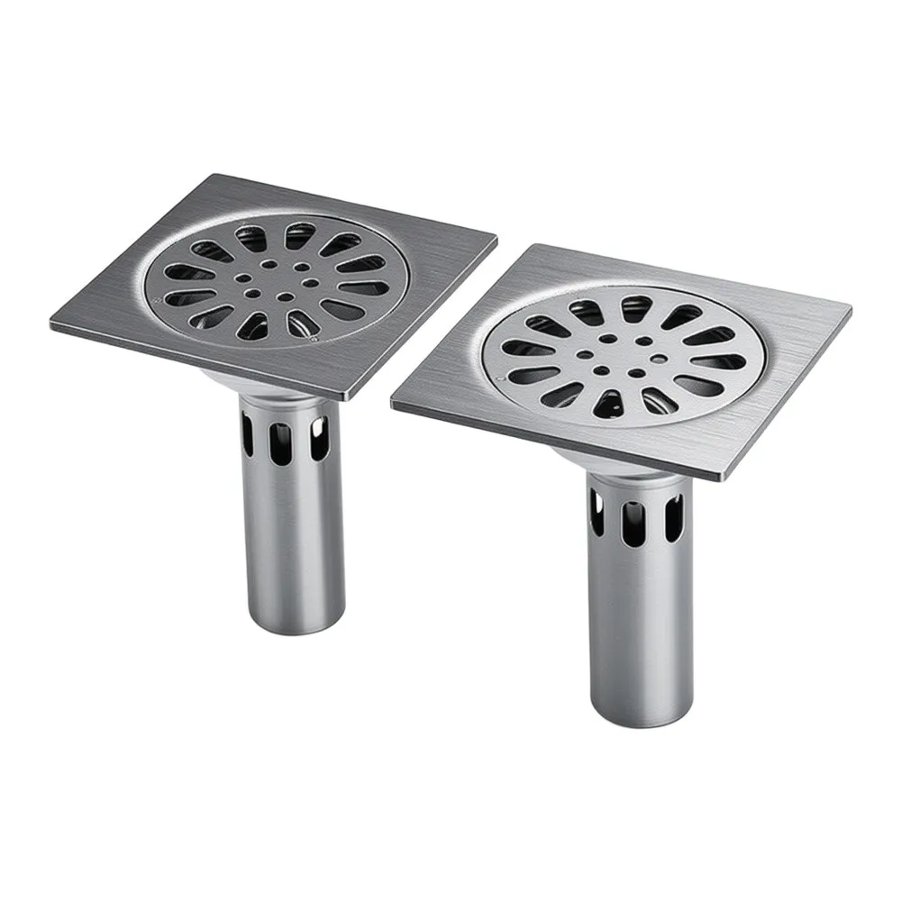 2pcs Stainless Steel Floor Drain Cover 10x10cm Square Removable Shower Drain for Bathroom Kitchen Laundry Area
