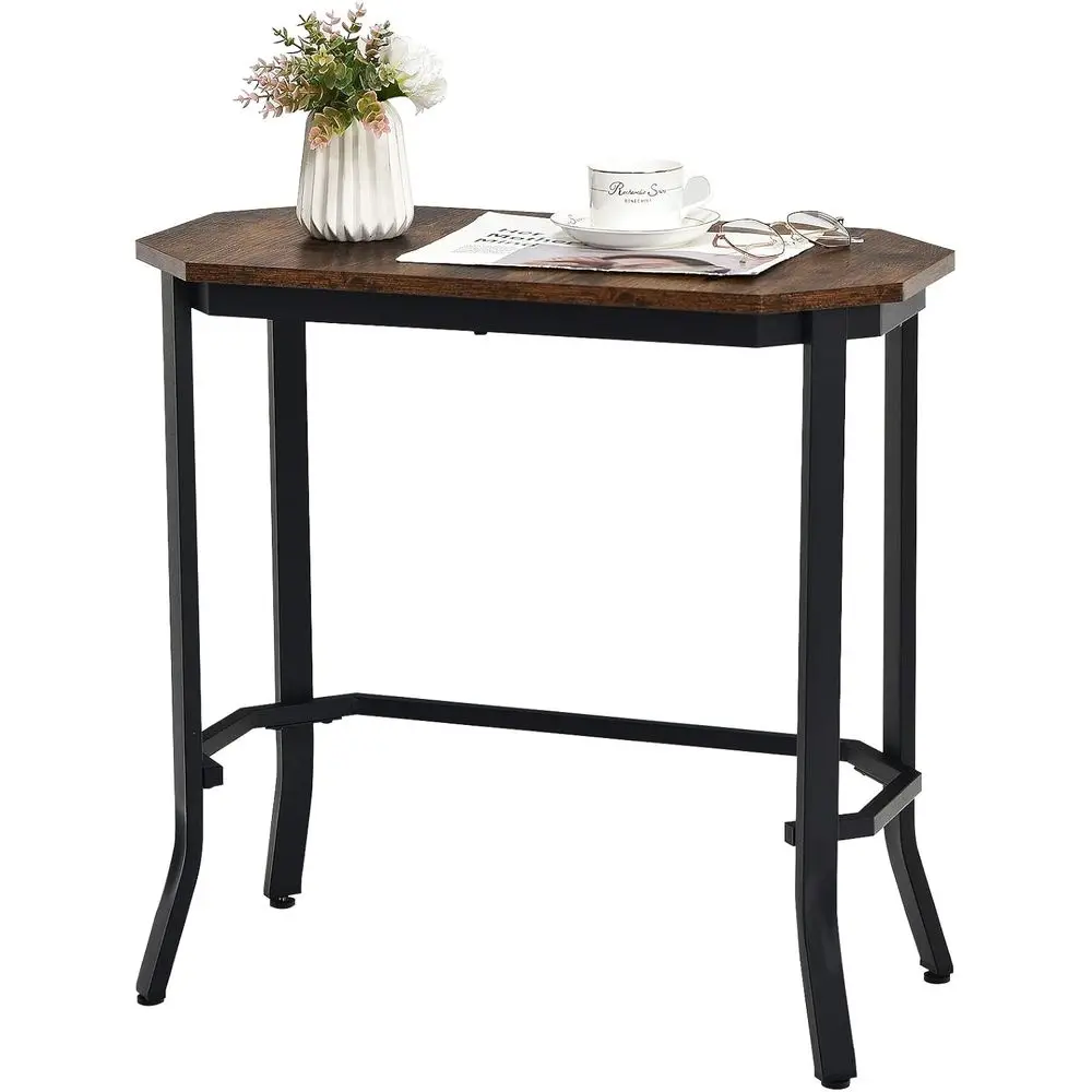 

Narrow Soa Side Table, Slim Accent End Table with Metal e & Adjustable oot Pads, Industrial Nightstand or Bedroom, Living Room,
