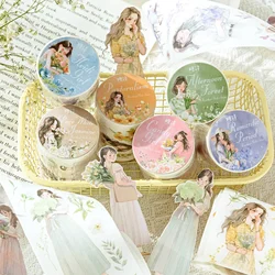 Ins Elegant Girl 50mm * 2m Tape Stickers Scrapbooking Handbook Journal Decoration DIY Gift Wrapping Craft Aesthetic Stickers