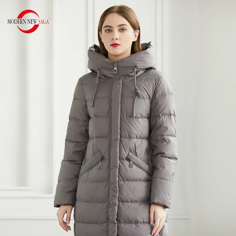 MODERN NEW SAGA 2022 Winter Women Coat Padded Jacket Winter Thick Warm Cotton Long Coat Hooded Quilted Coat Parka Women Overcoat