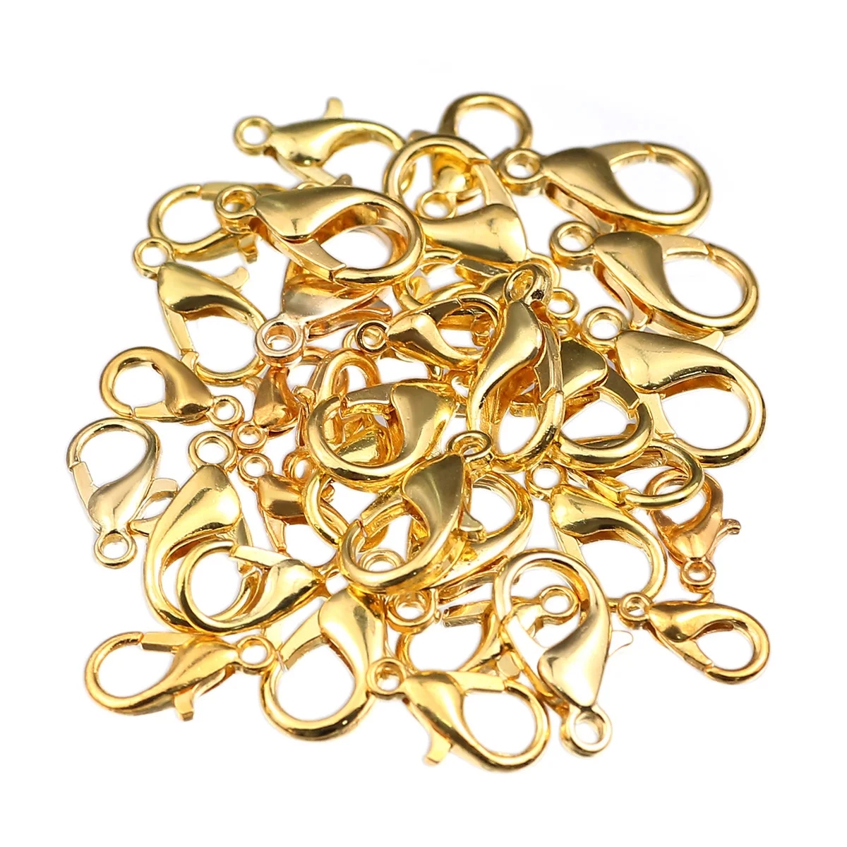 

100pcs/lot 10/12/14mm Gold Plated Necklace Extender Chain Lobster Clasps Jump Ring Connectors Clips For DIY Jewelry Craft Making