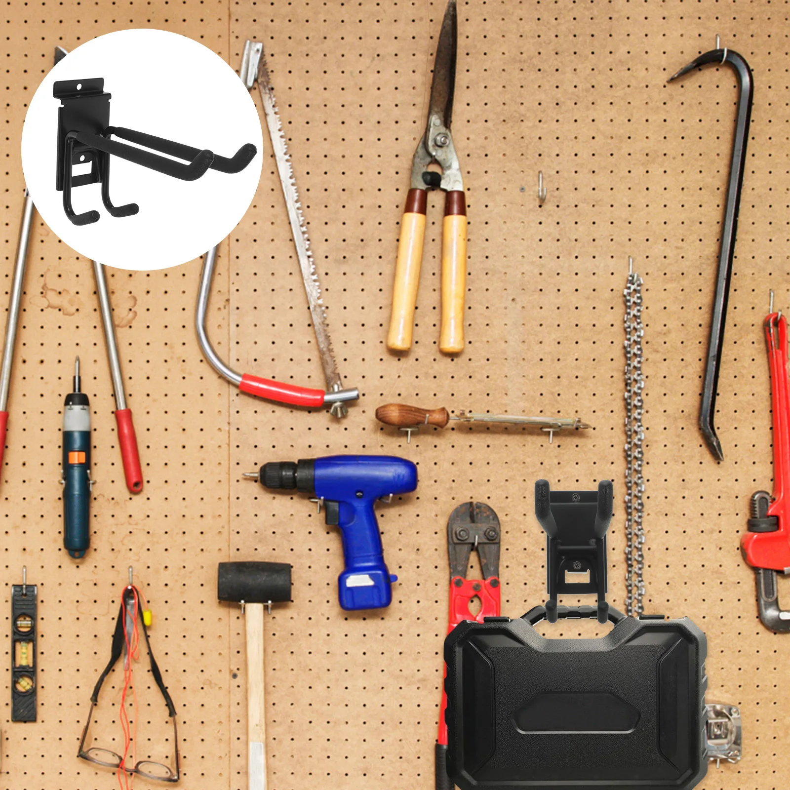 

Multifunctional Wall Mounted Garage Hook Heavy Duty Metal Hanger Storage Rack Scratch Resistant Sturdy Organizer for Tools