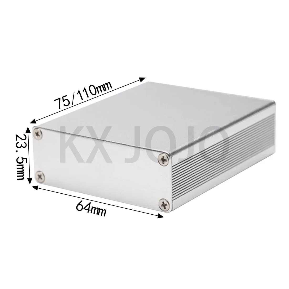 Caixa eletrônica integrada, gabinete de alumínio, fonte de alimentação DIY, projeto PCB Instrument, 64x23,5x75mm, 110mm, prata e preto