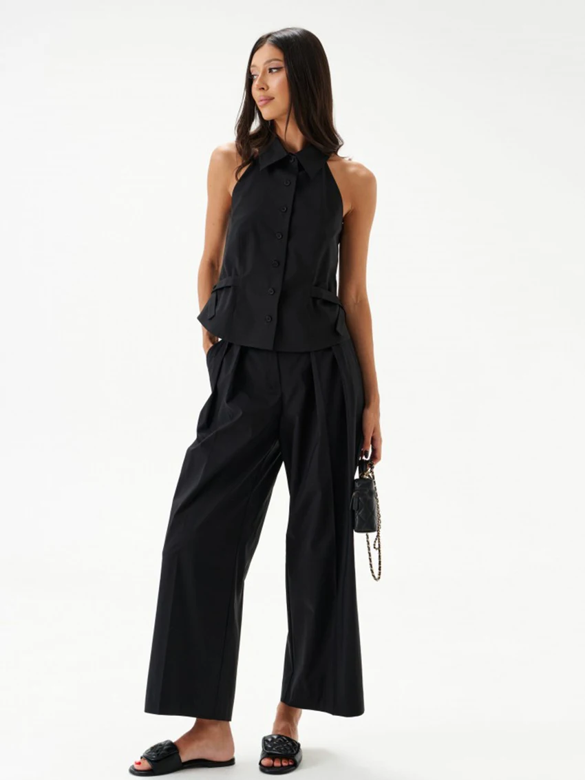 Marthaqiqi Cotton Ladies Pajama Suit Backless Sleepwear Tank Tops Nightwear Sleeveless Nightie Pants Casual Female Nightgown Set