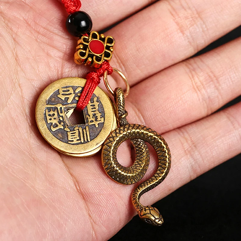 2025 Año del zodiaco chino serpiente colgante de la suerte llavero creativo riqueza llavero accesorios mujeres hombres bolso encanto joyería regalo